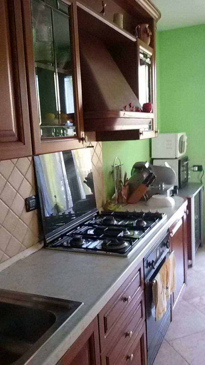 Kitchen or kitchenette, stove