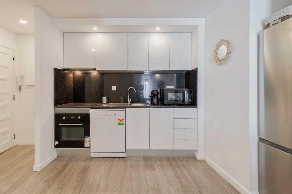 Kitchen or kitchenette, stove