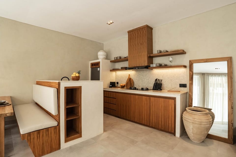 Kitchen or kitchenette, stove