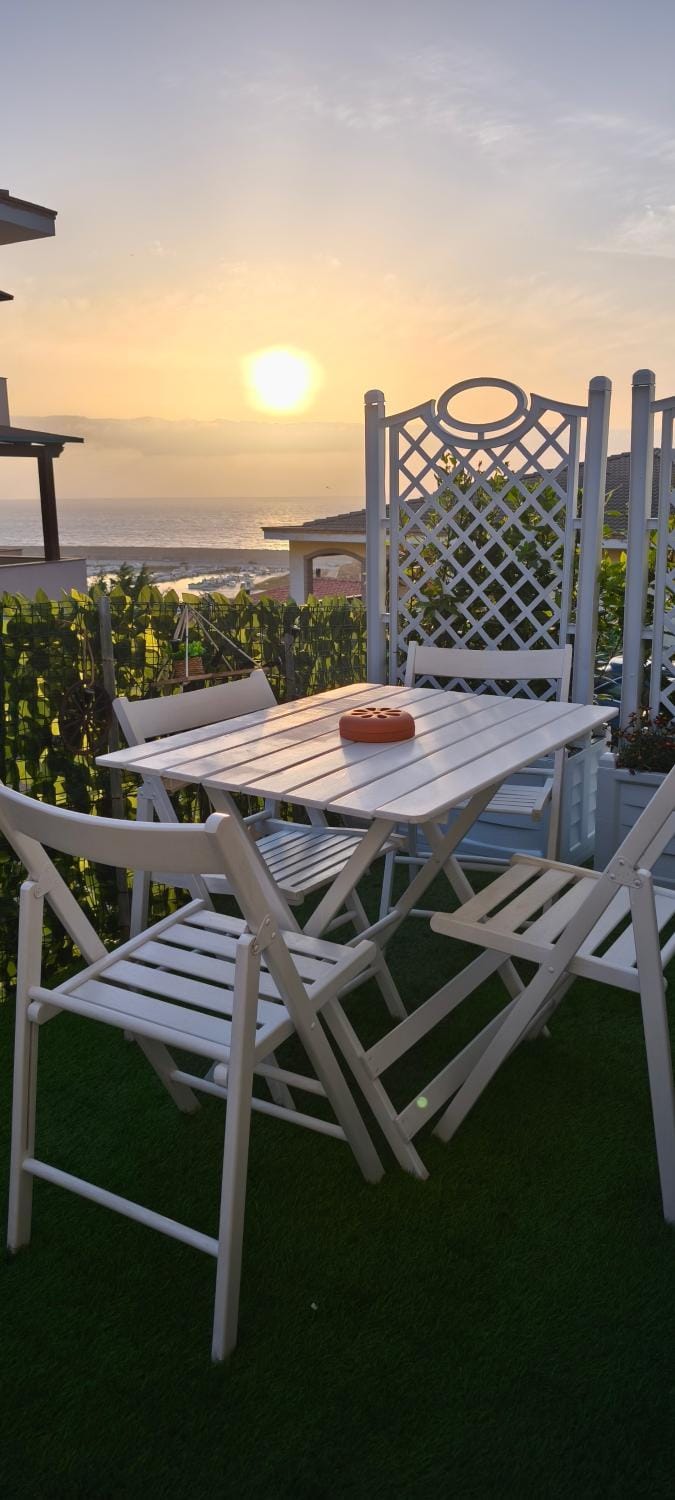 Patio, Sea view, Sunset