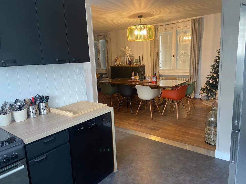 Kitchen or kitchenette, Dining area, stove
