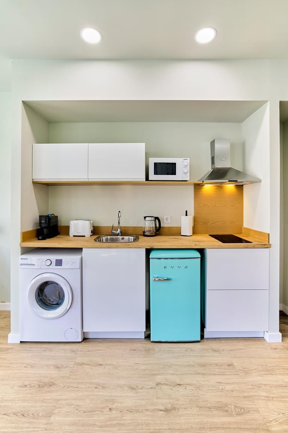 microwave, toaster, washing machine, kitchen