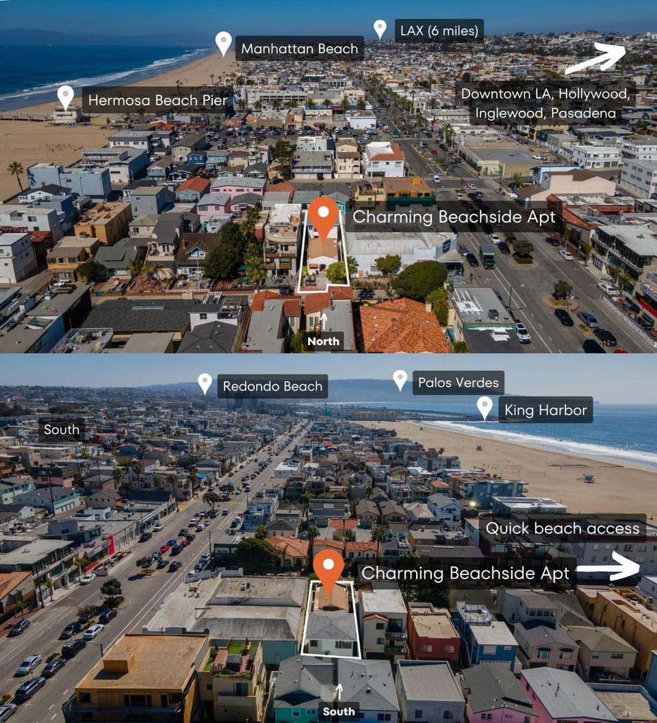 Beachside Apt with Laundry Steps to the Shore Apartment in Hermosa Beach