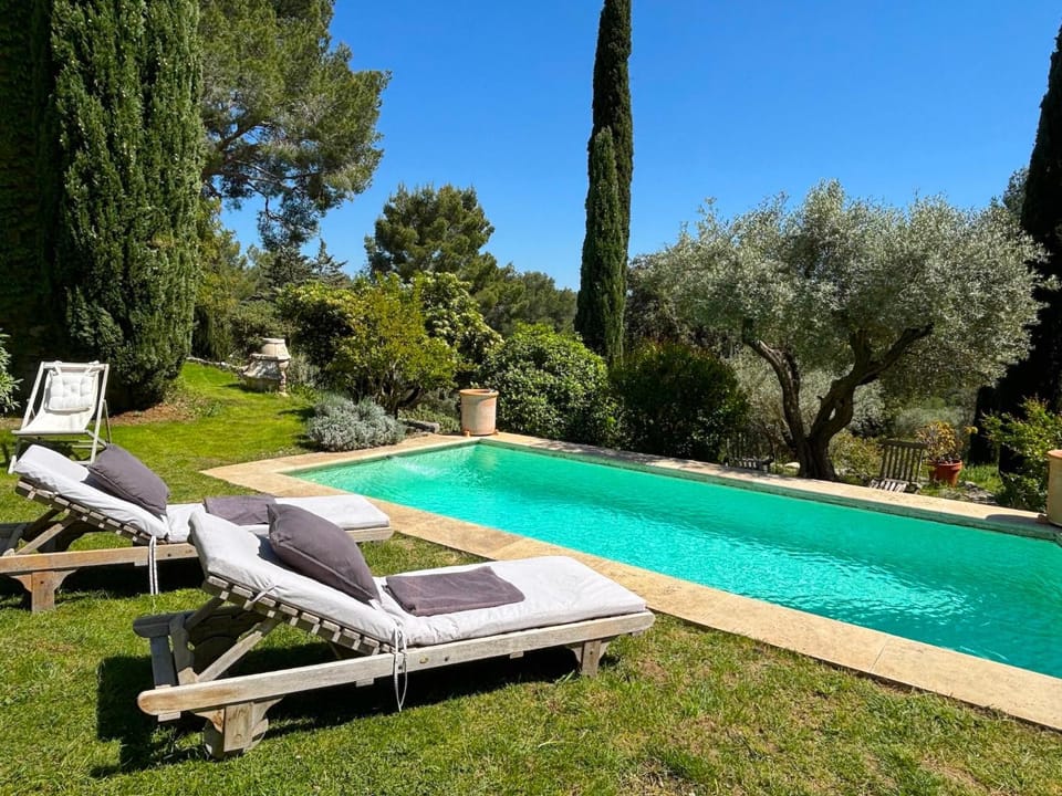 Spring, Day, Natural landscape, Garden, Garden view, Pool view, Swimming pool, sunbed