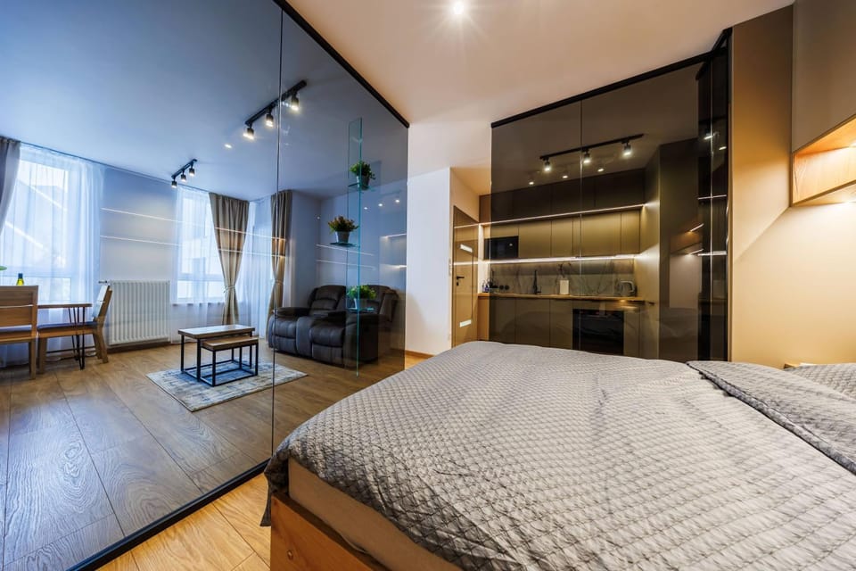 Bed, Kitchen or kitchenette, Living room, Photo of the whole room, Seating area, Dining area, Bedroom, minibar, oven, stove