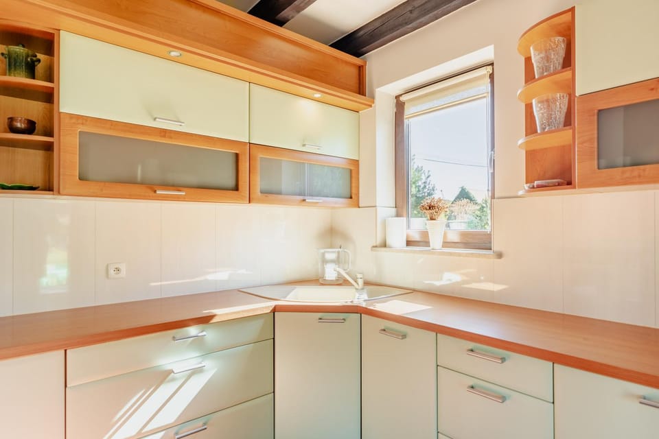 Kitchen or kitchenette, stove