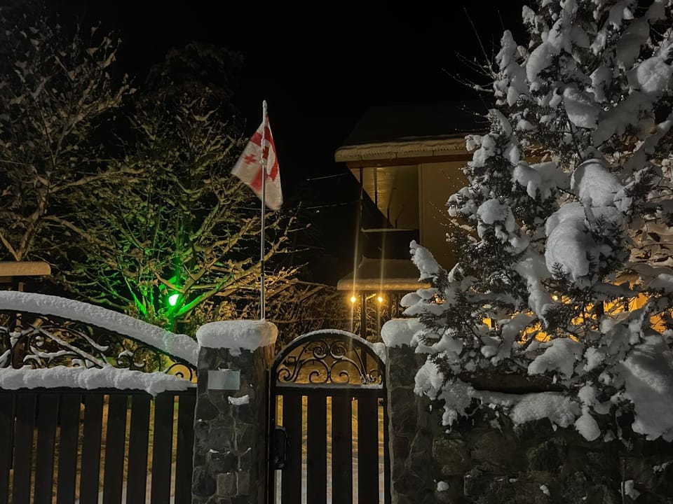 Property building, Night, Winter