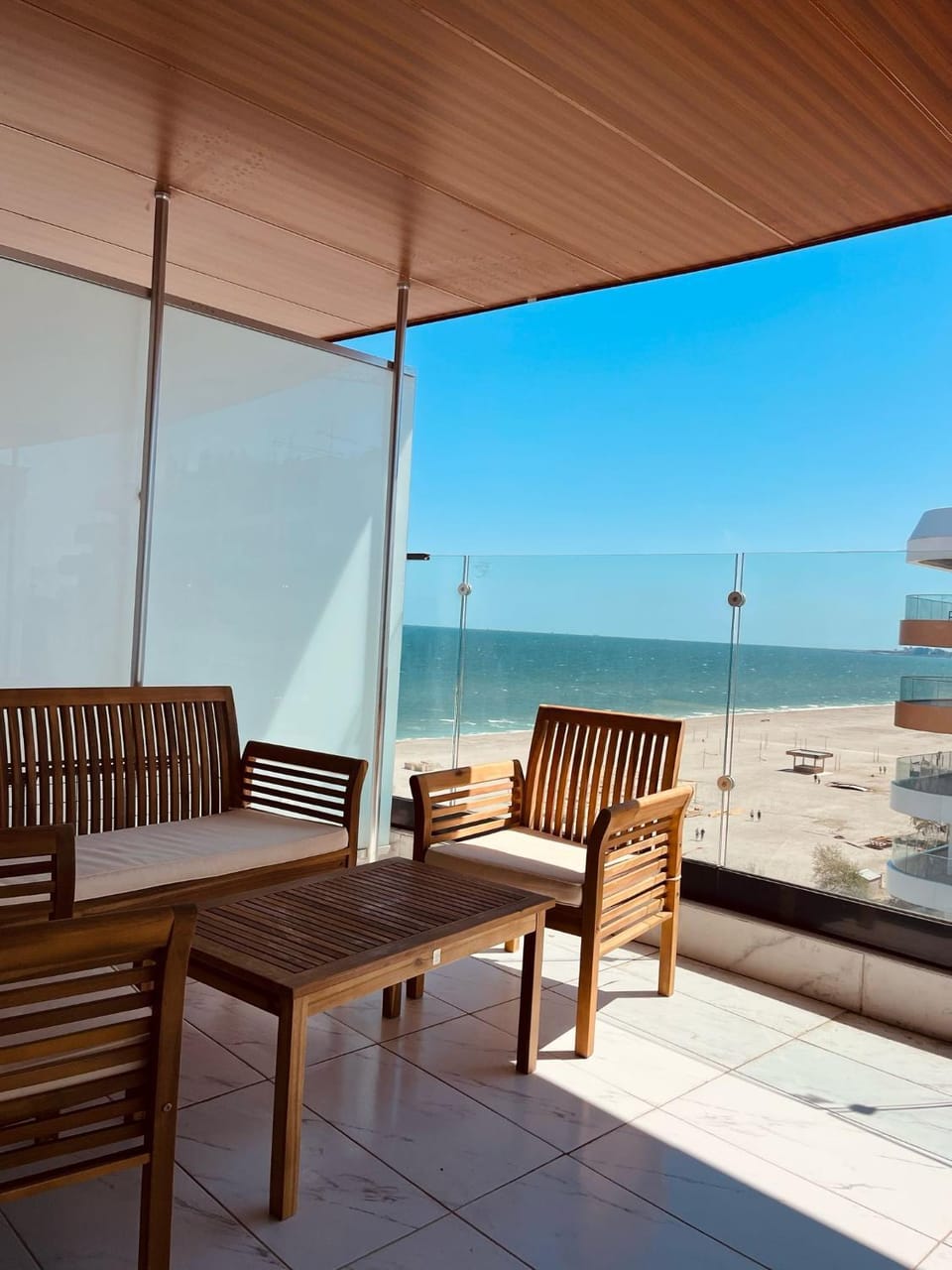 Day, Natural landscape, View (from property/room), Balcony/Terrace, Seating area, Beach, Sea view