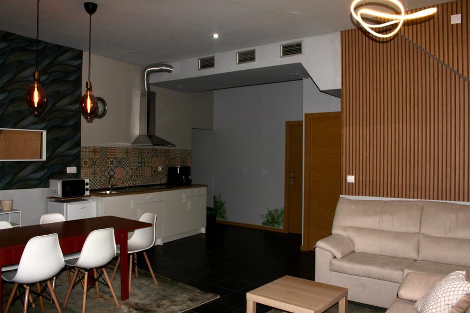 Kitchen or kitchenette, Living room, Seating area, stove