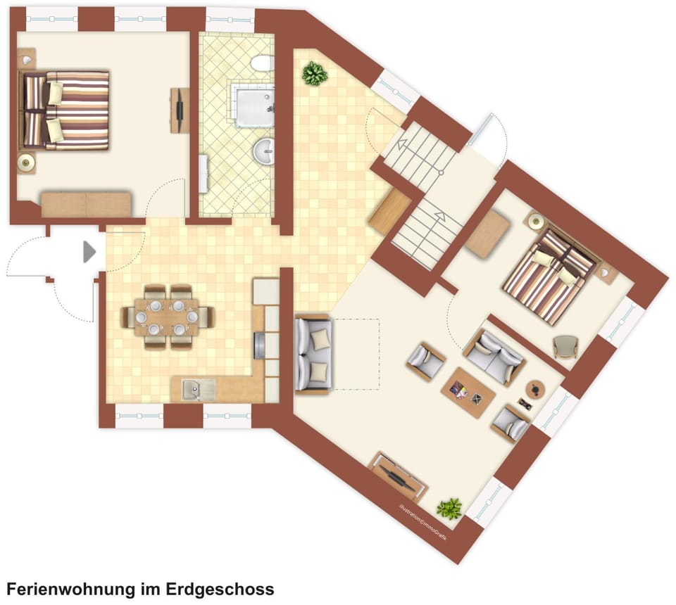Photo of the whole room, Floor plan