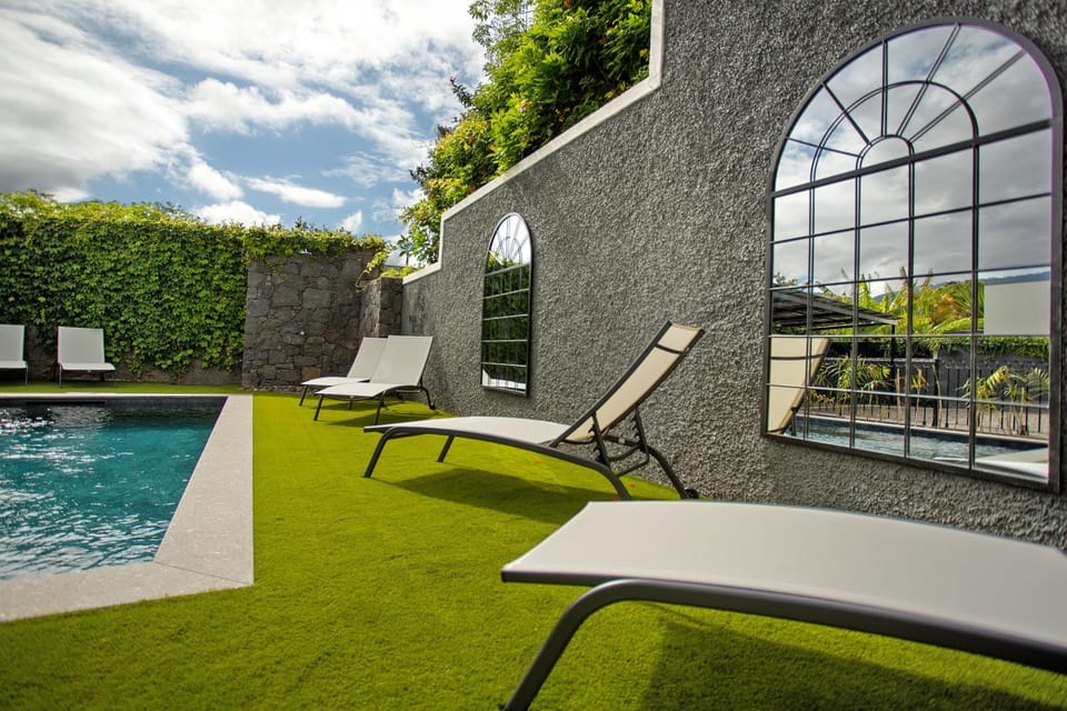 Property building, Living room, Swimming pool