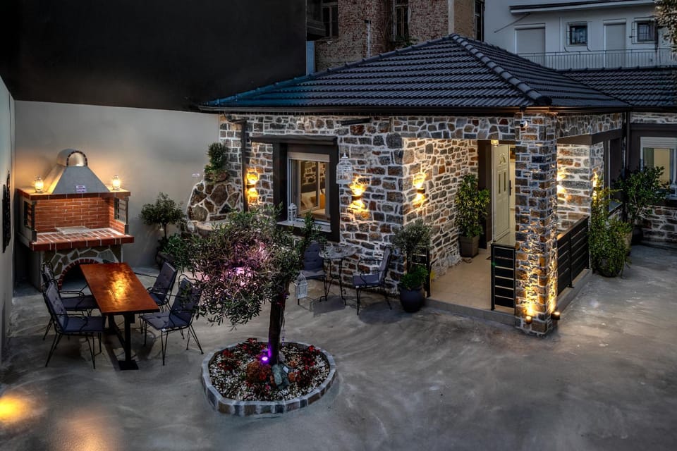 Property building, Patio, Night, BBQ facilities