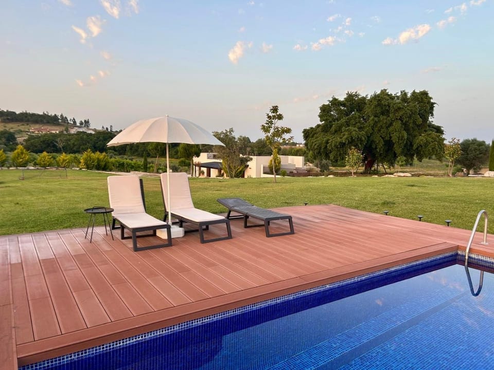 Natural landscape, Garden, Garden view, Pool view, Swimming pool, sunbed