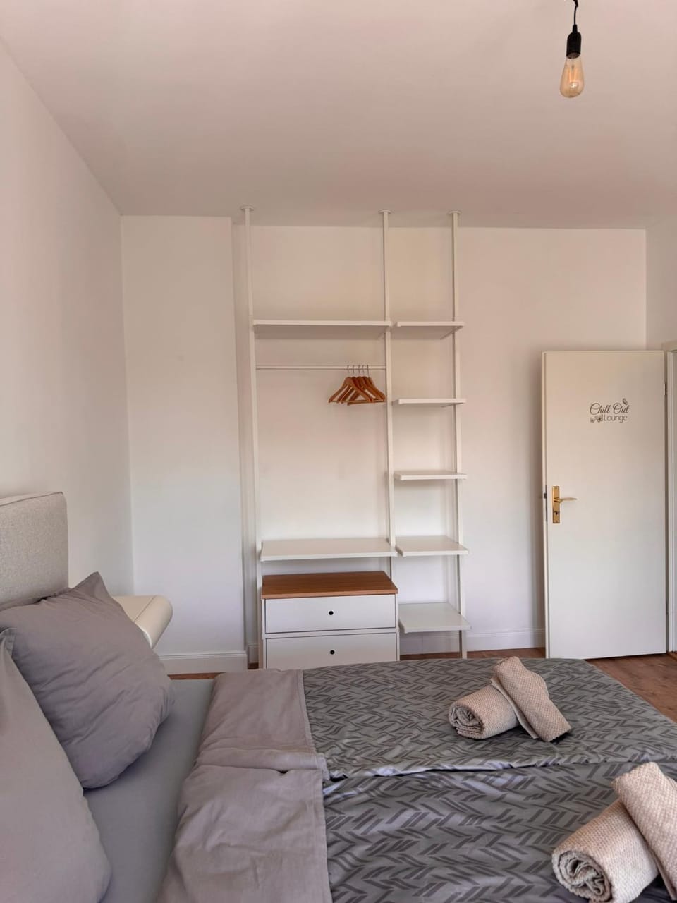 Bed, Photo of the whole room, Bedroom, towels, wardrobe