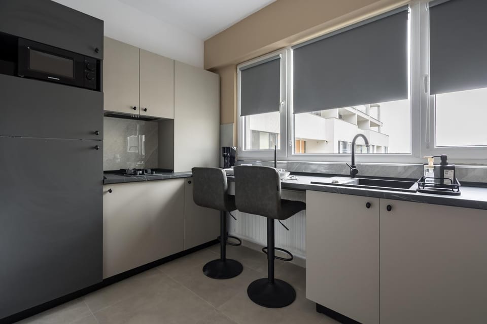 Kitchen or kitchenette, stove