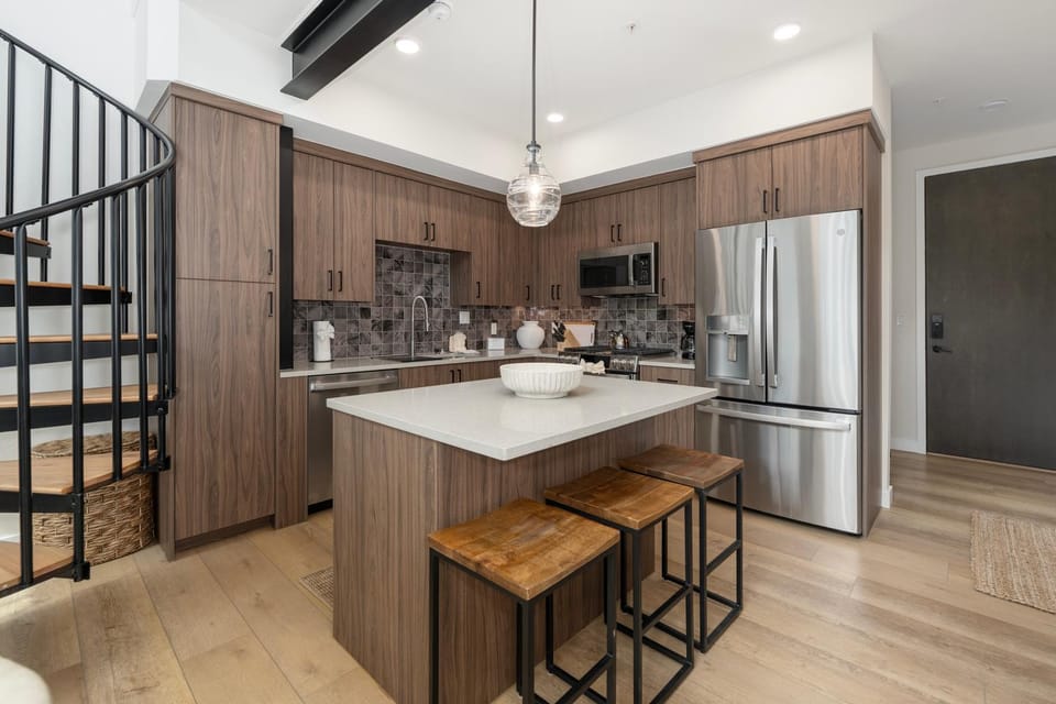 Kitchen or kitchenette, furniture, microwave, kitchen