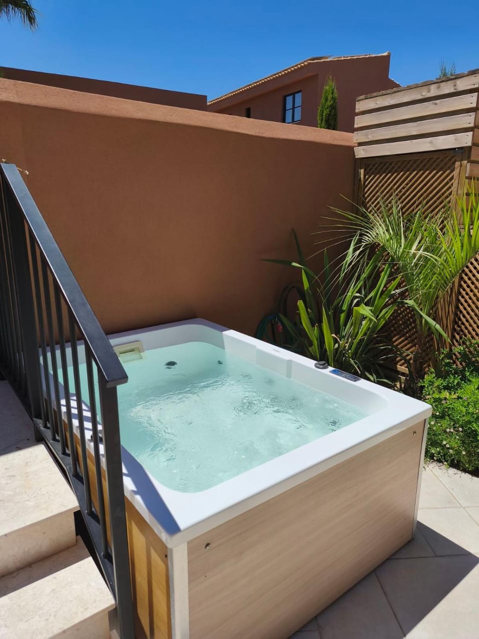 Patio, Night, Swimming pool, sunbed