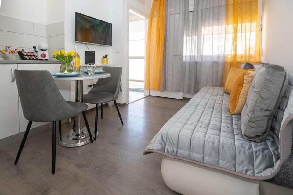 TV and multimedia, Kitchen or kitchenette, Living room, Photo of the whole room, Seating area, Dining area