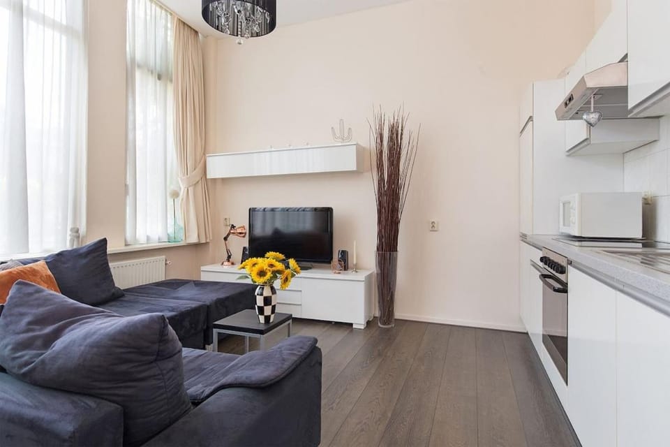Kitchen or kitchenette, Living room, Seating area
