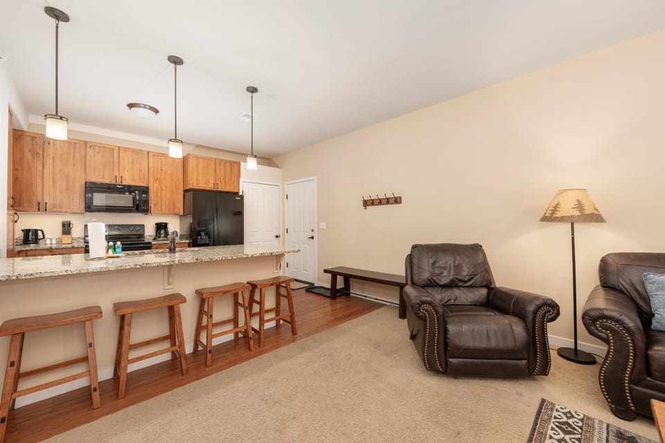 Kitchen or kitchenette, Living room, Seating area, furniture, kitchen
