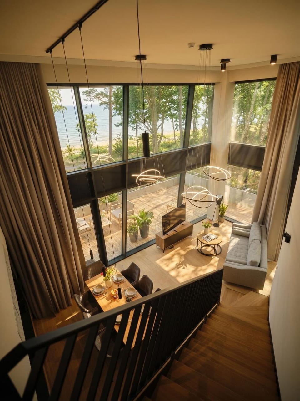 Natural landscape, View (from property/room), Living room, Seating area, Dining area