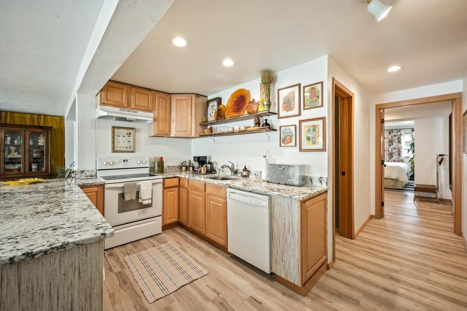 Kitchen or kitchenette, dishwasher, oven, toaster