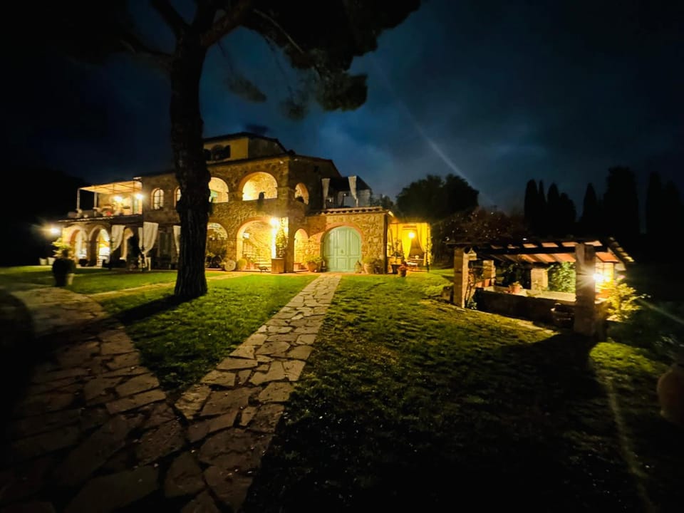 Property building, Night, Garden, Garden view
