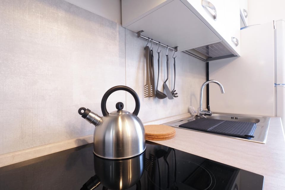 Kitchen or kitchenette, stove