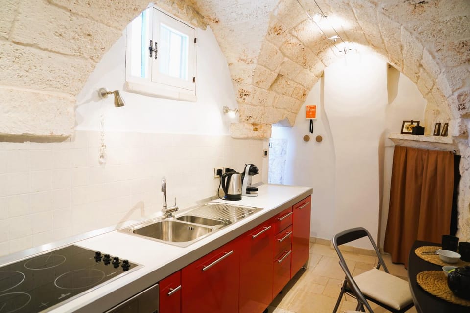 Kitchen or kitchenette, stove