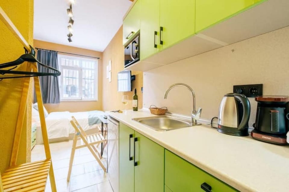 Coffee/tea facilities, Kitchen or kitchenette, microwave, minibar, stove