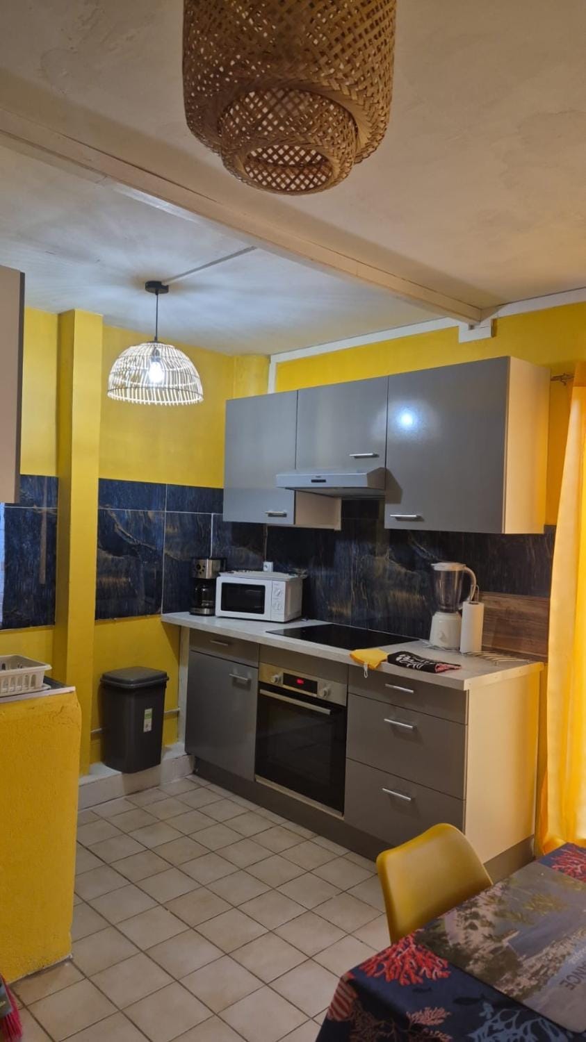 Kitchen or kitchenette, oven, stove