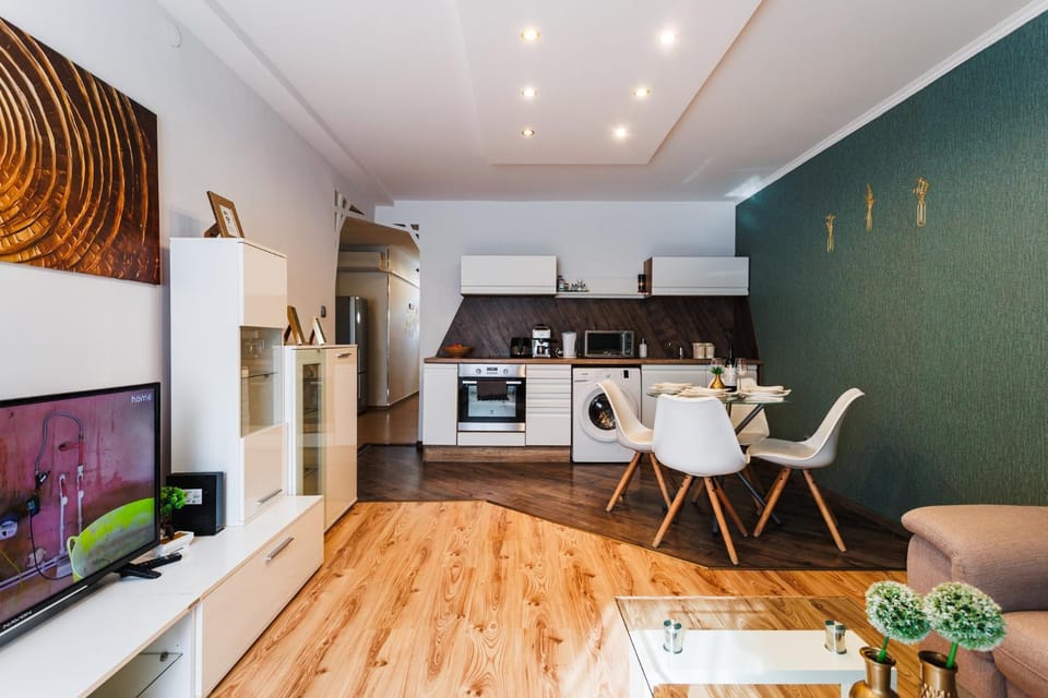 Living room, kitchen