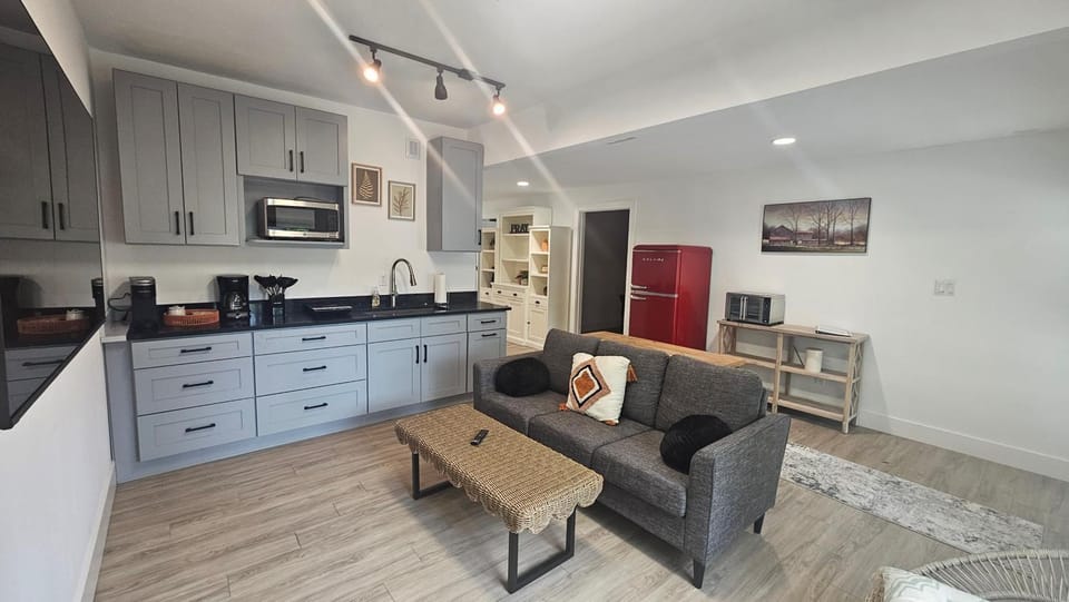 Kitchen or kitchenette, Living room, Seating area
