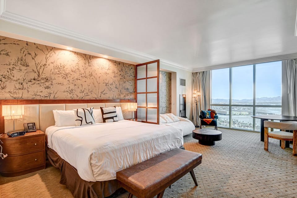 Bed, Living room, Seating area