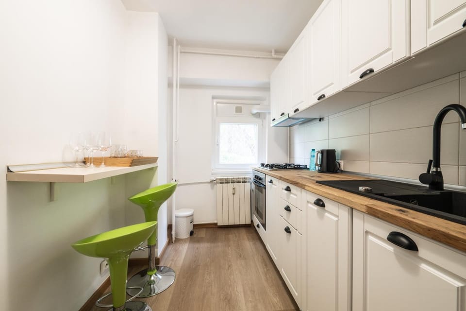 Kitchen or kitchenette, stove