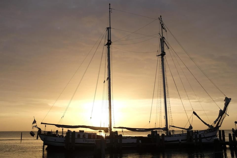 Historical sailing ship Docked boat in Flevoland, Netherlands