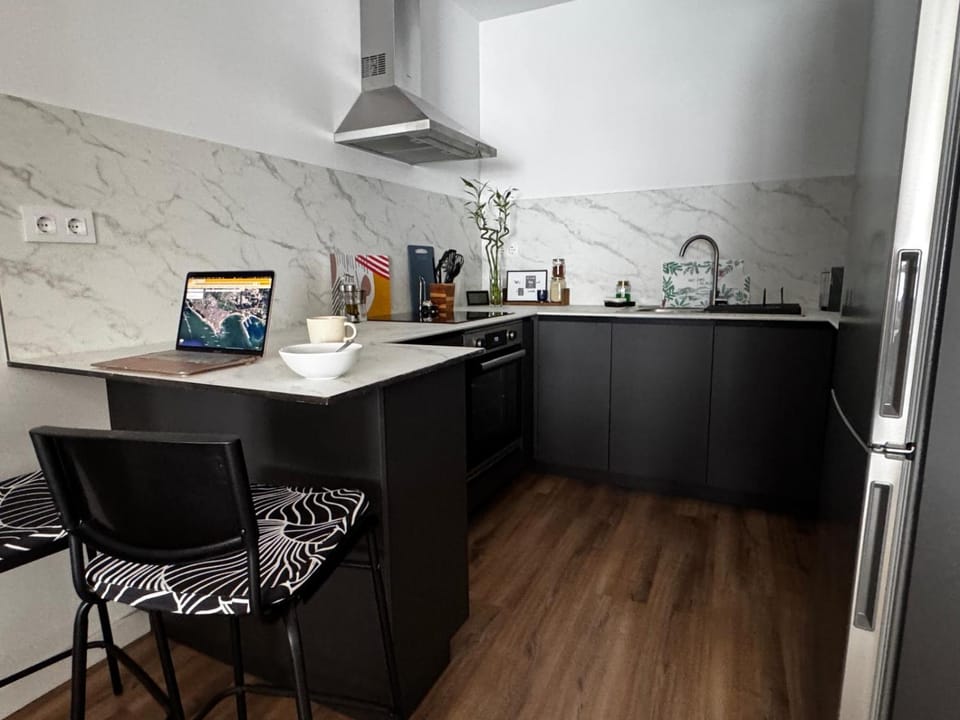 Kitchen or kitchenette, oven, stove, toaster