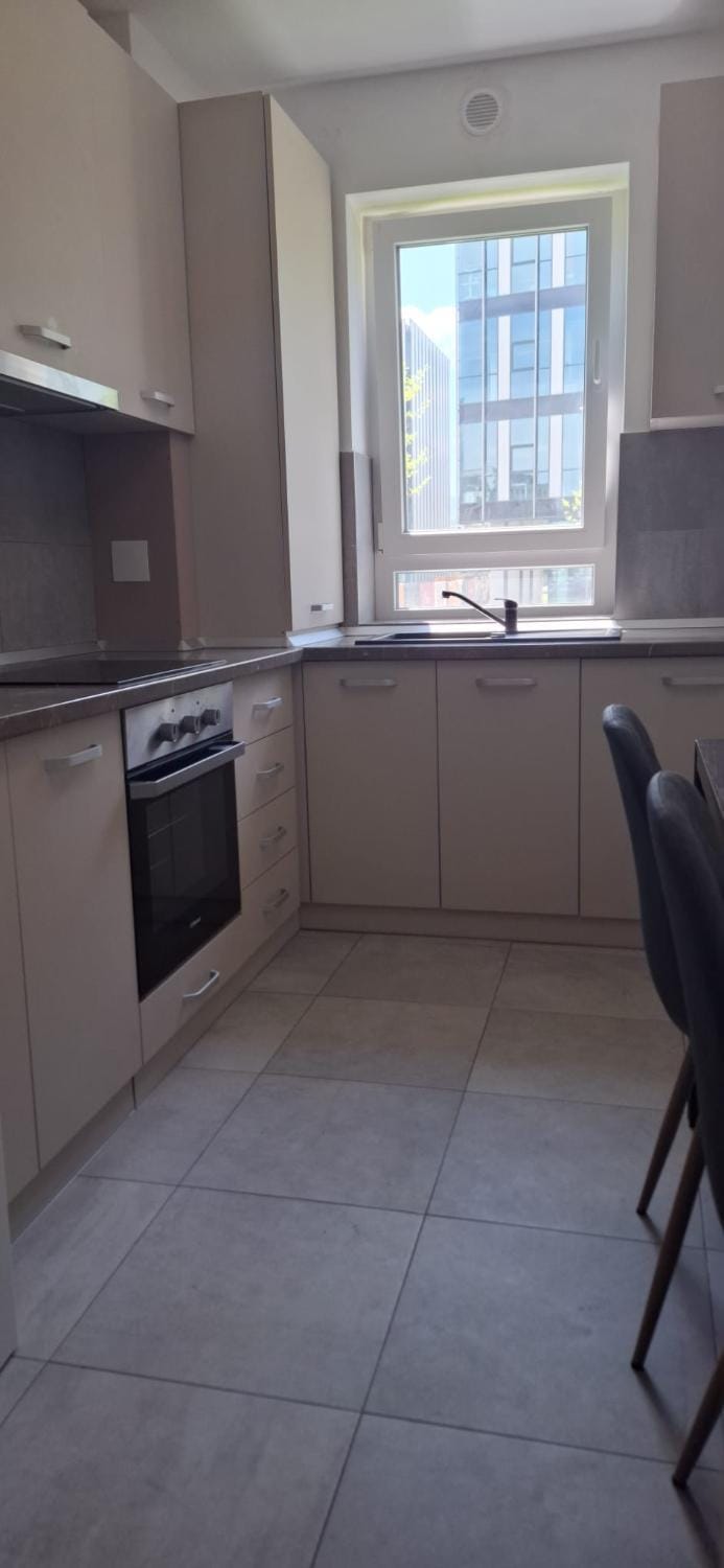 Kitchen or kitchenette, stove
