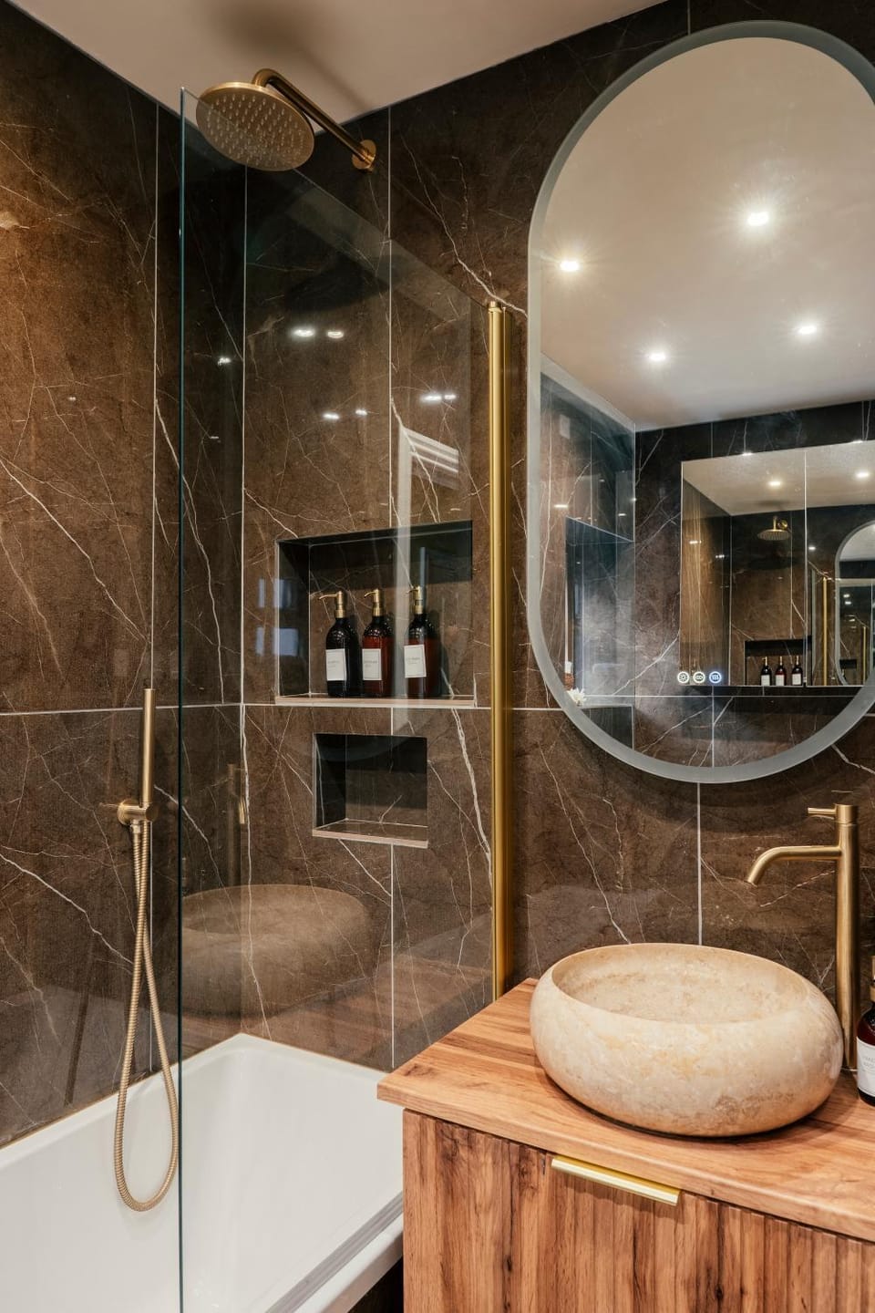 Shower, Toilet, Bathroom, Photo of the whole room, Decorative detail, Bath