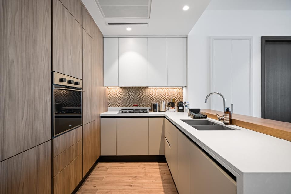 Kitchen or kitchenette, oven, stove