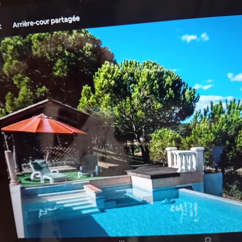 Swimming pool, sunbed