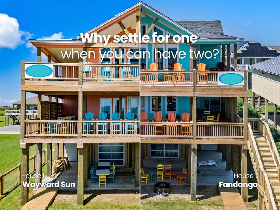 Luxury Beachfront Escape 2 Homes, Pools & Hot Tubs House in Bolivar Peninsula