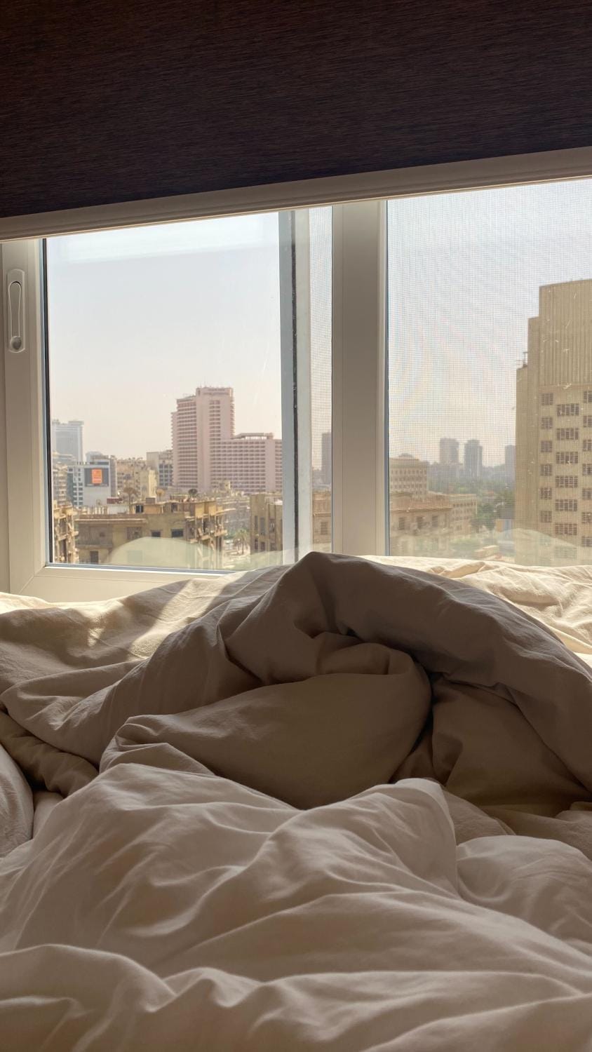 Bed, City view