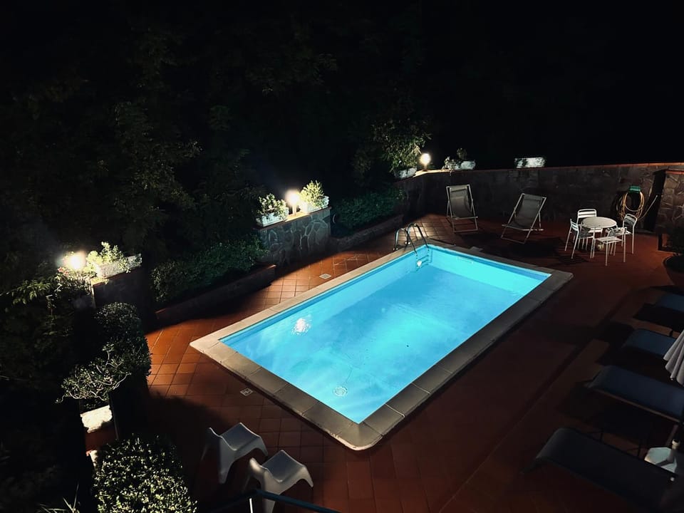 Night, Pool view, Swimming pool