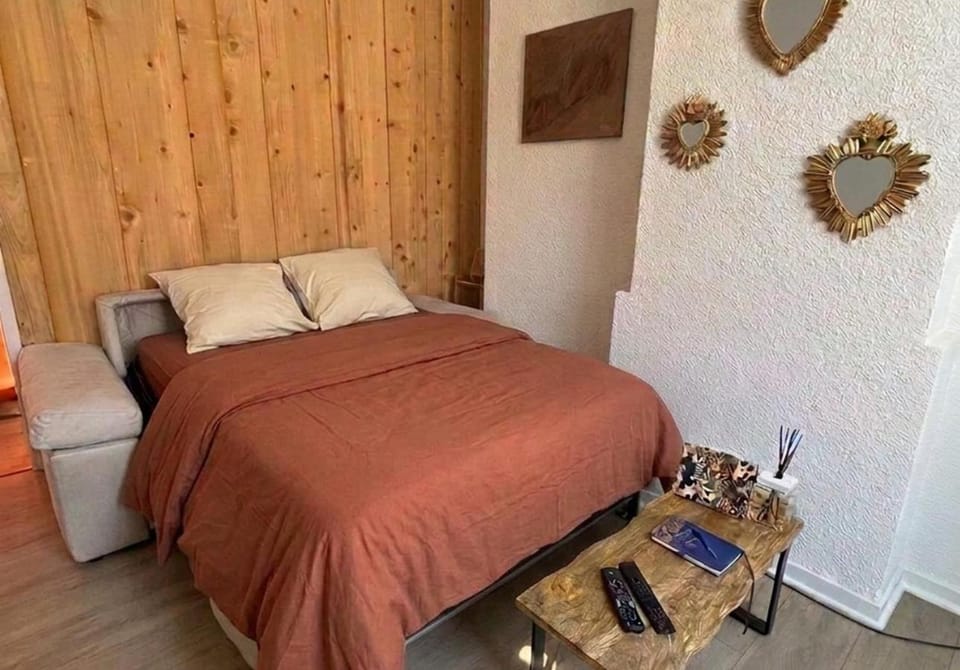 Property building, Bed, Living room, Seating area