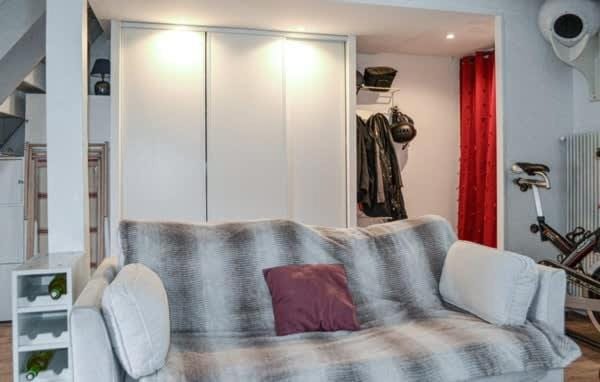 Bed, Living room, Seating area