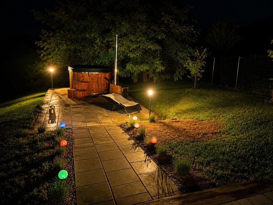 Night, Natural landscape, Garden, Hot Tub