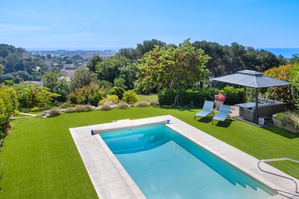 Property building, Living room, Swimming pool