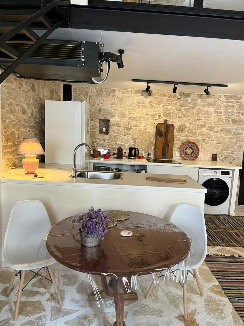 Seating area, Dining area, dishwasher, stove, dryer