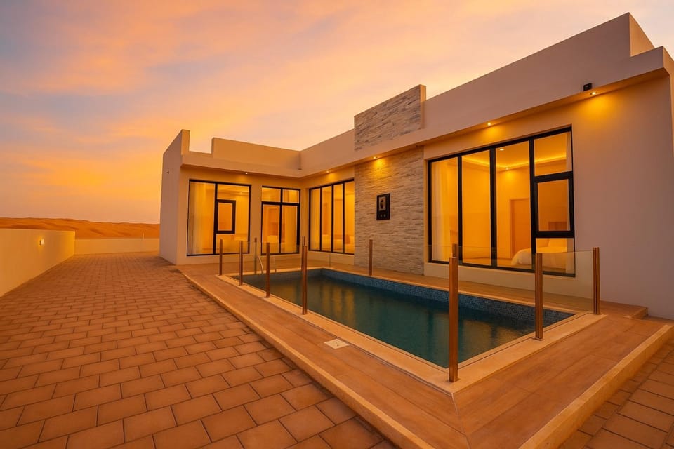 Pool view, Swimming pool, Sunset